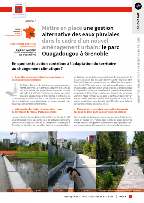 Mettre en place une gestion alternative des eaux pluviales dans le cadre d’un nouvel aménagement urbain : le parc Ouagadougou à Grenoble