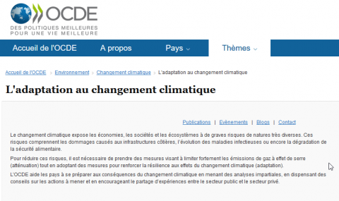 L'adaptation au changement climatique sur le site de l'OCDE