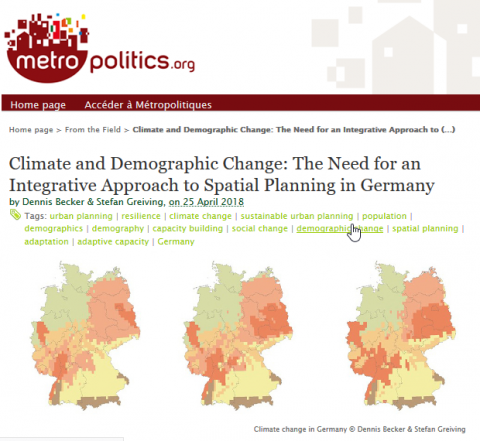 Climate and Demographic Change: The Need for an Integrative Approach to Spatial Planning in Germany - Metropolitics