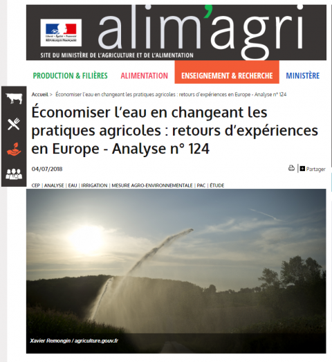 Économiser l’eau en changeant les pratiques agricoles : retours d’expériences en Europe - Analyse n° 124 | Alim'agri
