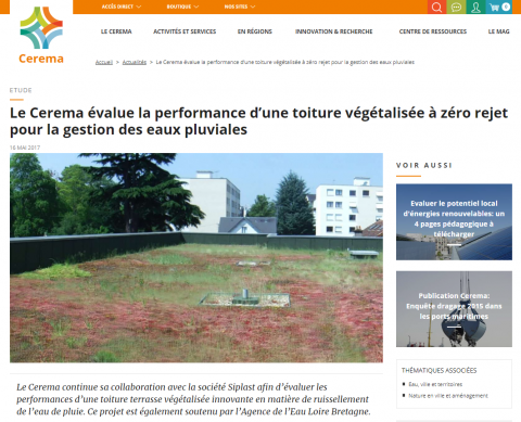 Le Cerema évalue la performance d’une toiture végétalisée à zéro rejet pour la gestion des eaux pluviales